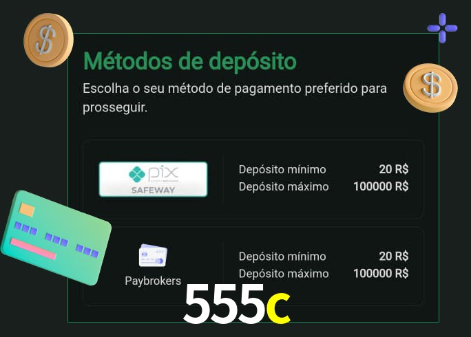 O cassino 555c oferece uma grande variedade de métodos de pagamento